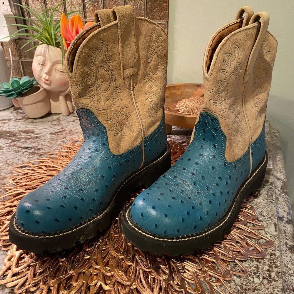 Blue and Tan Western Boots